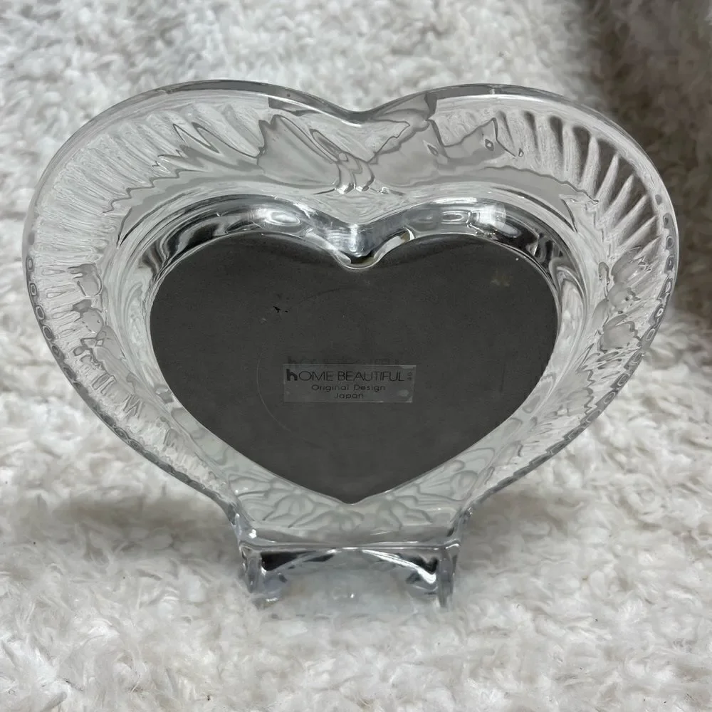 Home Beautiful heavy lead crystal Heart 7x7 Glass Picture Frame